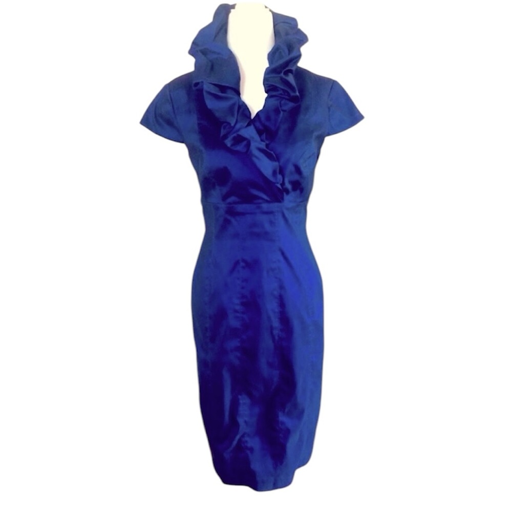 Adrianna Papell Ruffled Neck Taffeta Dresd